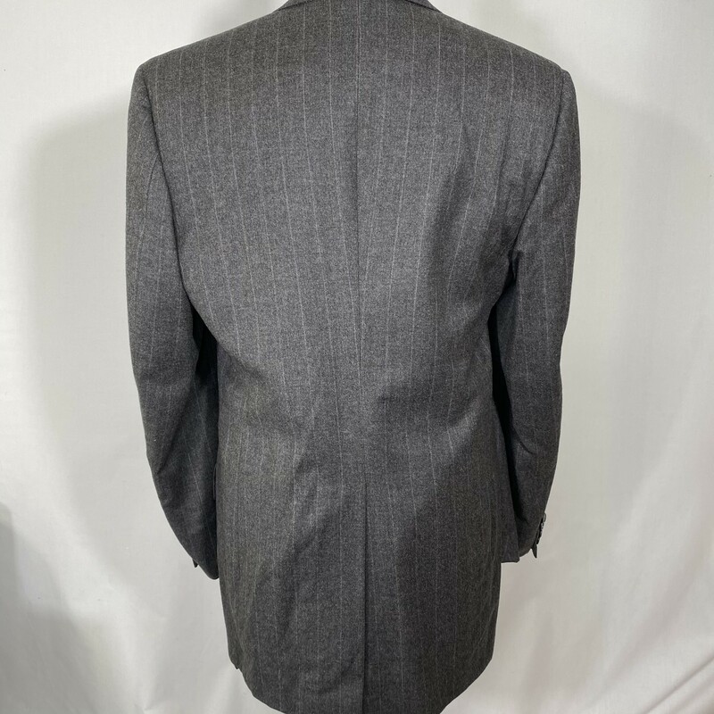 Barneys New York, Gray, Size: Large 41LG 34LG light striped jacket and pants suit 90% wool 10% cashmere