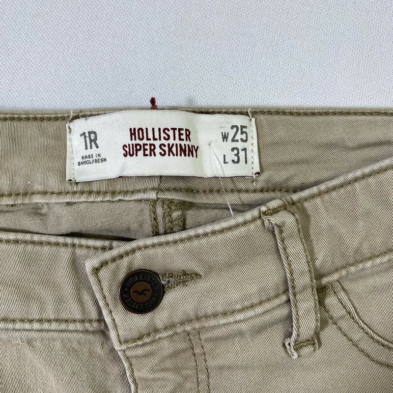 Hollister Super Skinny Kh, Tan, Size: 1R Waist 25 Length 31 skinny khaki pants