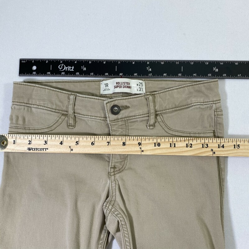 Hollister Super Skinny Kh, Tan, Size: 1R Waist 25 Length 31 skinny khaki pants