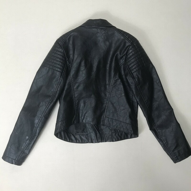 H&M Leather Jacket, Black, Size: 10-11Y