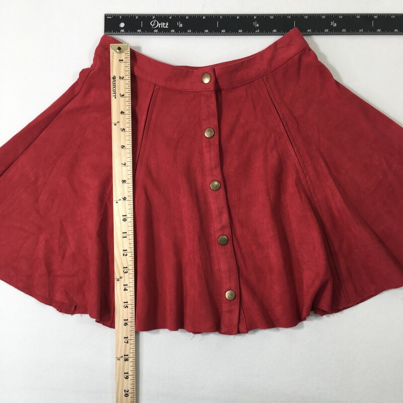 100-737 Design Lab, Red, Size: Small Red velvet skirt w/ front buttons polyesther/spandex