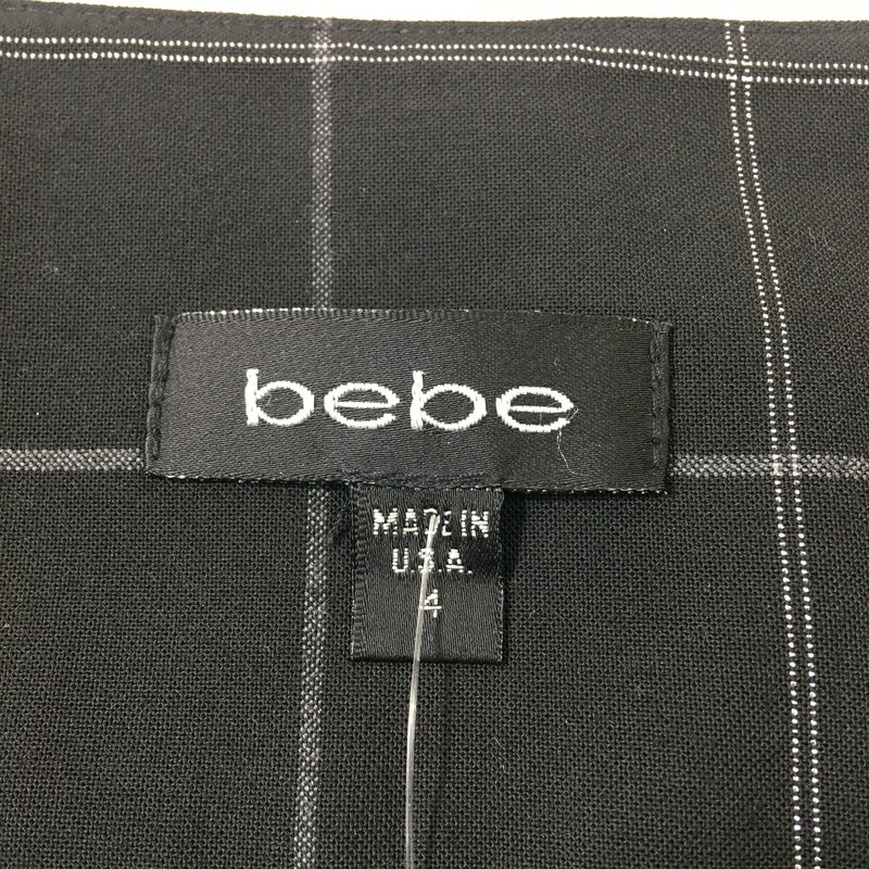120-027 Bebe, Black, Size: 4 Black skirt w/silver squares polyester/spandex  x