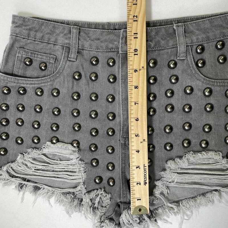 100-186 Boomboom Jeans, Grey, Size: 11 grey washed jeans with studs on them and ripped bottoms