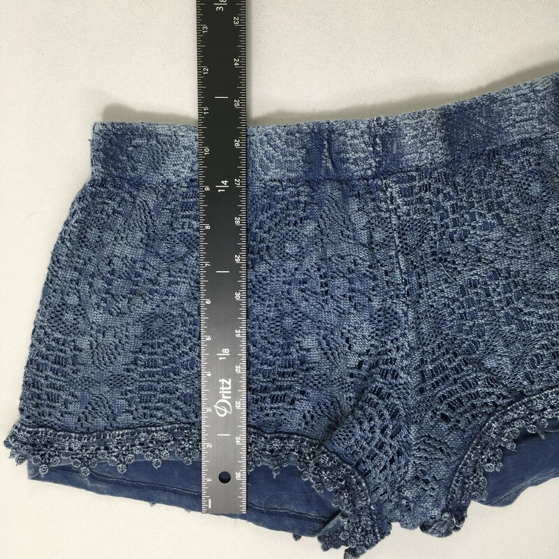 100-185 Indigo Rein Lace, Blue, Size: Large 100% cotton dye wash short