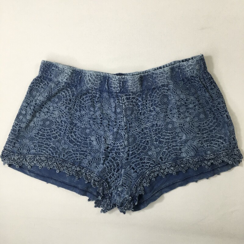 100-185 Indigo Rein Lace, Blue, Size: Large 100% cotton dye wash short