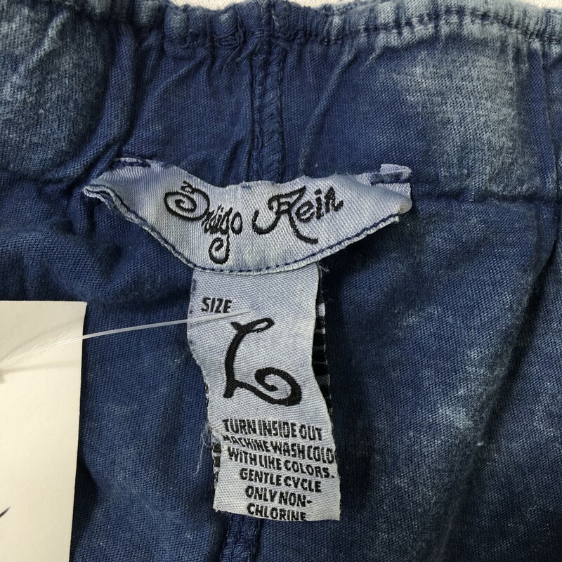 100-185 Indigo Rein Lace, Blue, Size: Large 100% cotton dye wash short