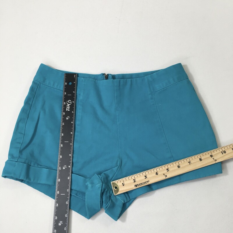 125-011 Manifesto, Blue, Size: Medium bright blue plain shorts with zipper in the back 98% cotton 2% spandex  good