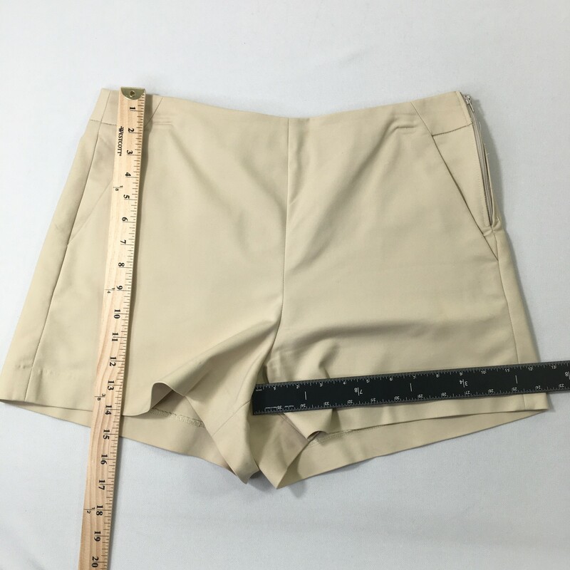 120-570 Philosophy, Beige, Size: 12 plain beige shorts with zipper on the side 63% cotton 32% nylon 5% spandex  good