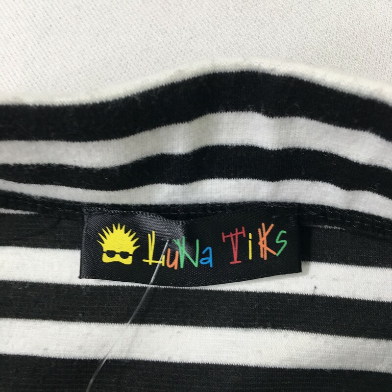 125-013 Luna Tiks, Black An, Size: Small black and white striped mini skirt 89% polyester  7% rayon 4% spandex  good