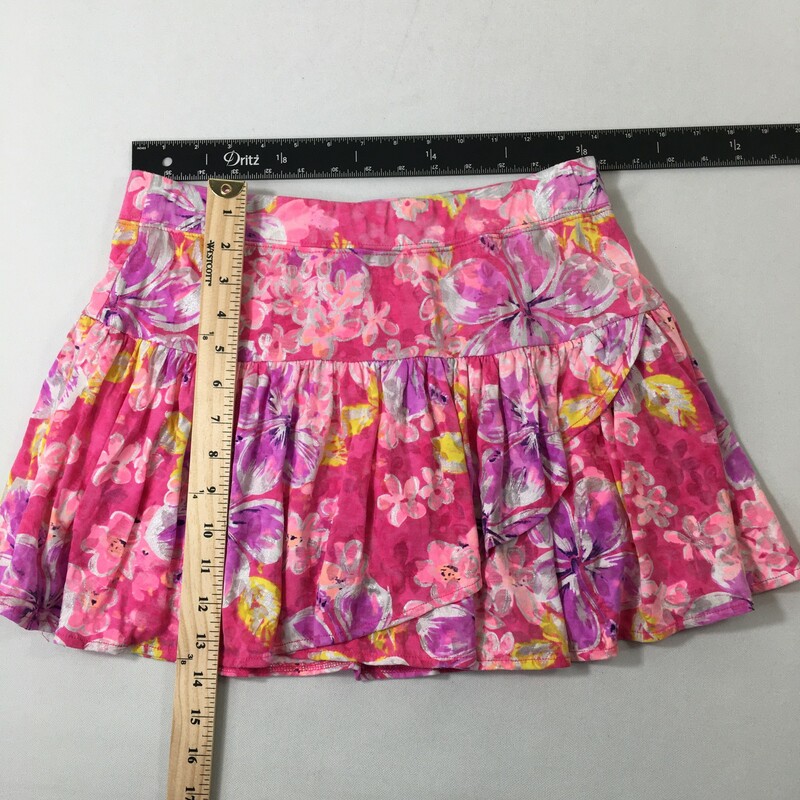 120-248 Justice, Pink /mu, Size: 16 Kids Pink flowered skirt cotton/polyesther