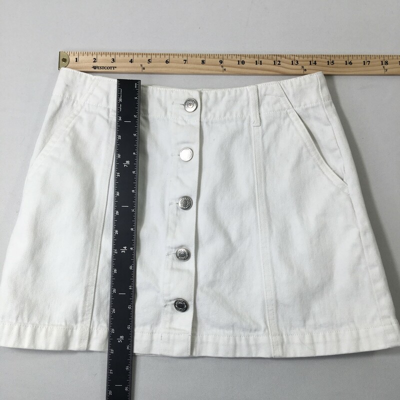 113-043 Forever 21 Button, White, Size: 28 white button down skirt 100% cotton