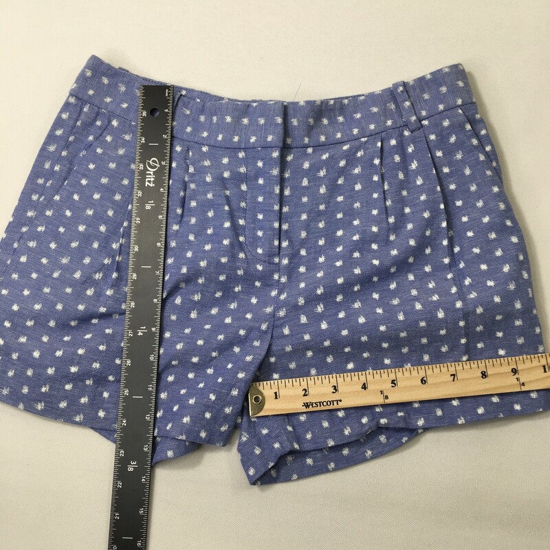 110-028 J Crew, Blue And, Size: 2 Blue Shorts With White Spots 78% Cotton 22% Linen  Good