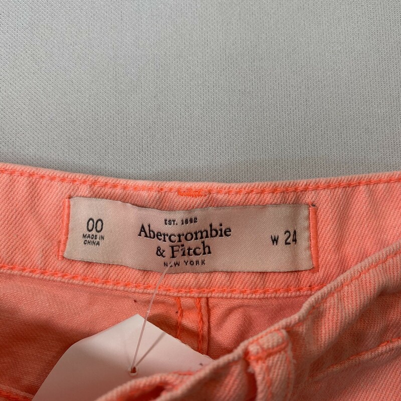 103-197 Abercrombie, Orange, Size: 0 bright orange denim shorts x  good