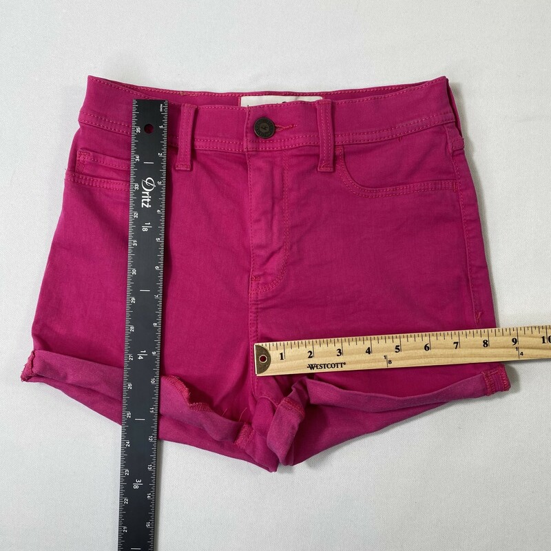 100-867 Hollister, Pink, Size: 1 bright pink jeans shorts 67% cotton 19% viscose13% polyester  good
