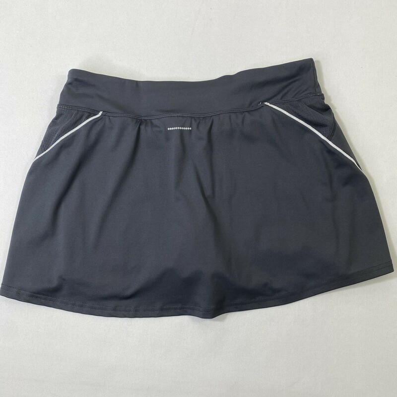 105-198 Champion, Grey, Size: Medium Over skirt 90% polyester 10% spandex neon yellow shorts liner. Inside pocket waist back