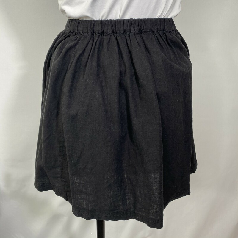 100-152 Ecote Pocket Skir, Black, Size: Medium 55% linen 45% rayon
