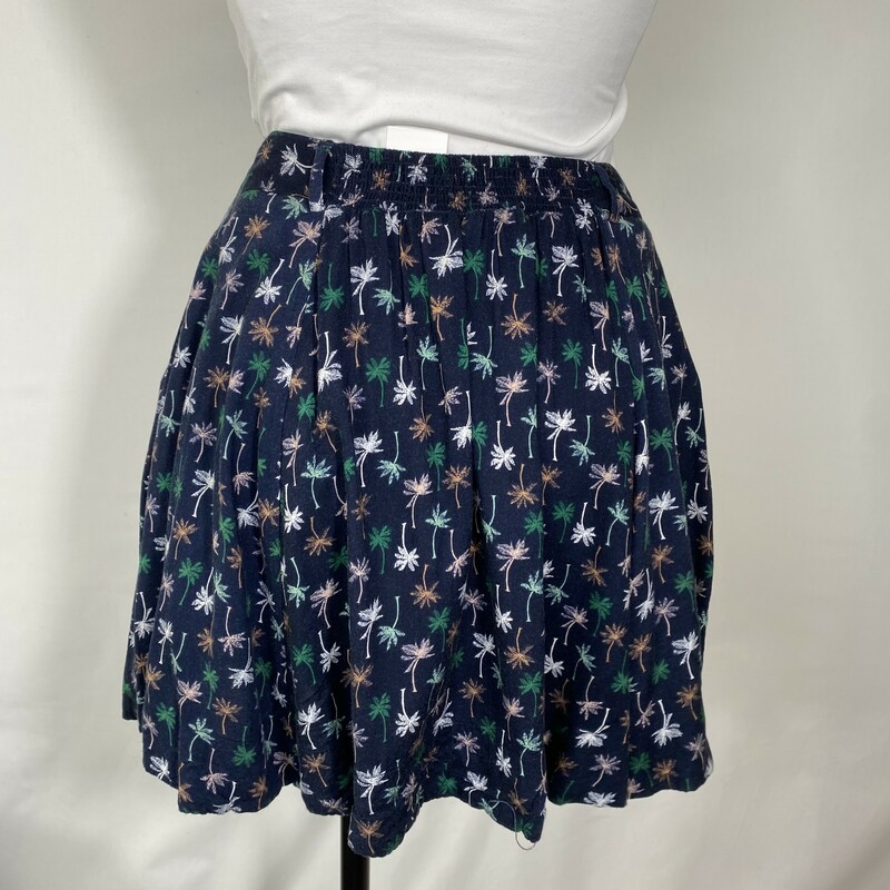 120-049 Lc Lauren Conrad, Blue, Size: Small blue summer skirt w/ palm trees 100% rayon  x