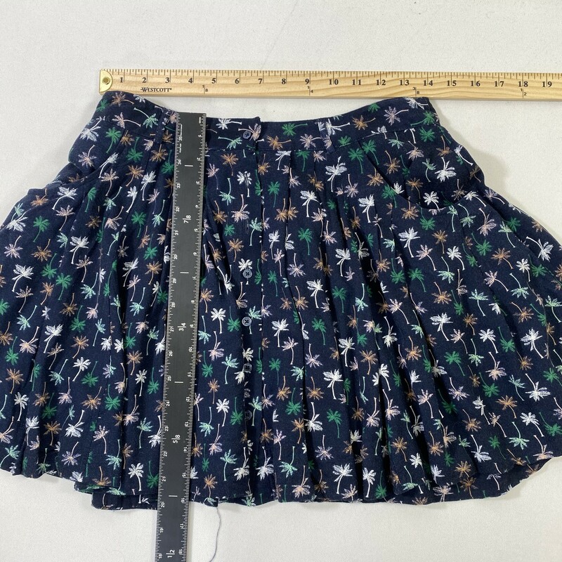 120-049 Lc Lauren Conrad, Blue, Size: Small blue summer skirt w/ palm trees 100% rayon  x