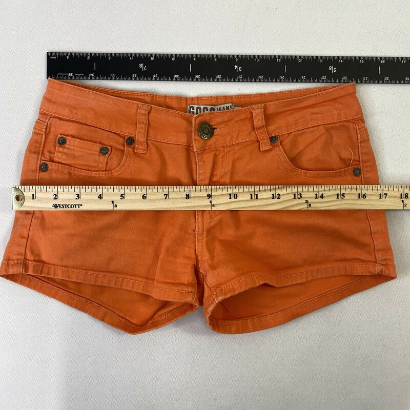 125-120 Gogo Jeans, Orange, Size: Large short bright orange shorts 98% cotton 2% polyester  good