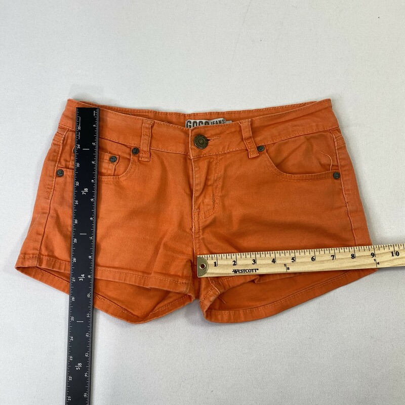 125-120 Gogo Jeans, Orange, Size: Large short bright orange shorts 98% cotton 2% polyester  good