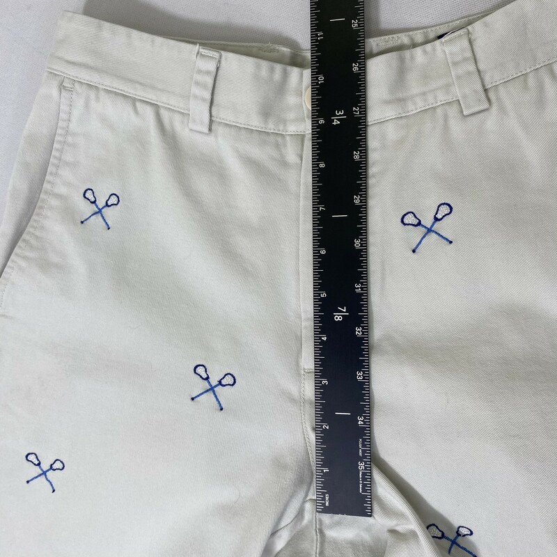 100-774 Vineyard Vines, Khaki, Size: 28 khaki vineyard vines breaker shorts with lacrosse sticks 100% cotton twill  Good