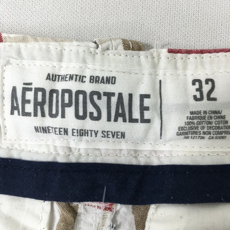 100-787 Aeropostle, Red Blue, Size: 32 plaid mens shorts 100% cotton  Good