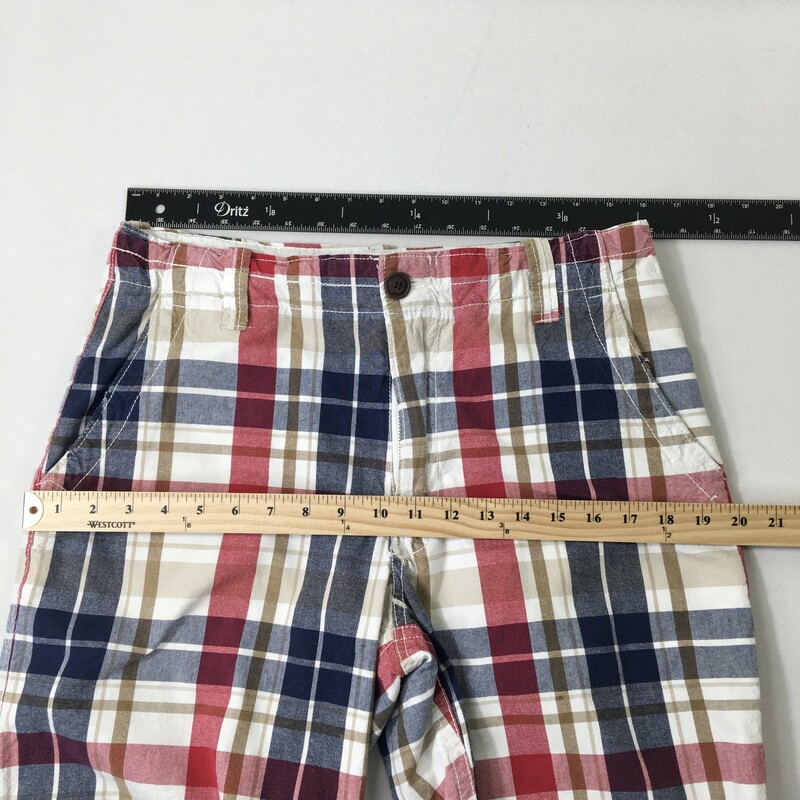 100-787 Aeropostle, Red Blue, Size: 32 plaid mens shorts 100% cotton  Good