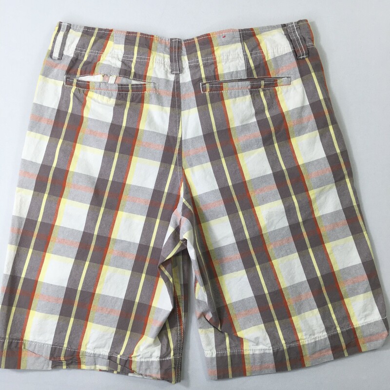 100-789 Mossimo Supply Co, Red Yell, Size: 32 plaid mens shorts 100% cotton  Good