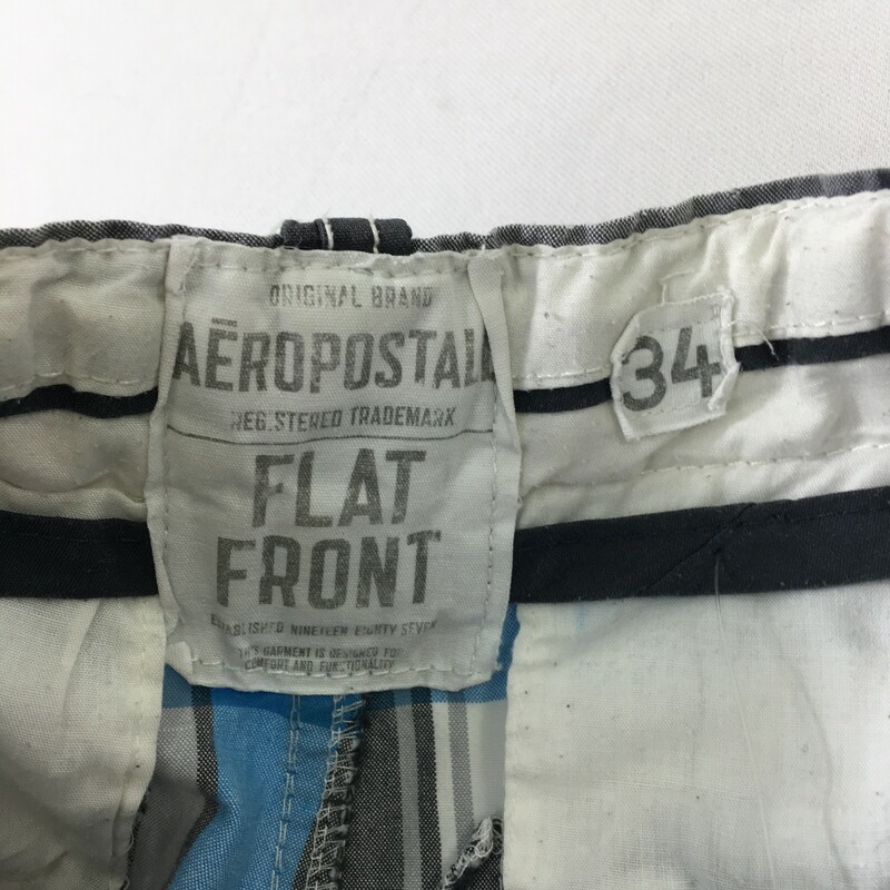 100-790 Aeropostle, Blue Whi, Size: 34 plaid mens shorts 100% cotton  Good