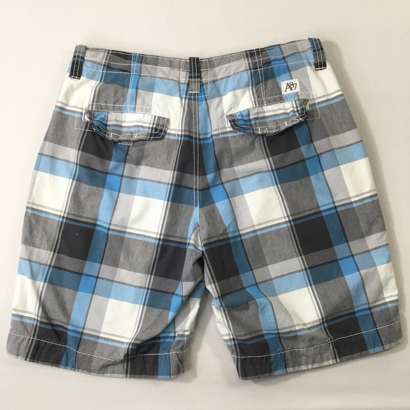 100-790 Aeropostle, Blue Whi, Size: 34 plaid mens shorts 100% cotton  Good