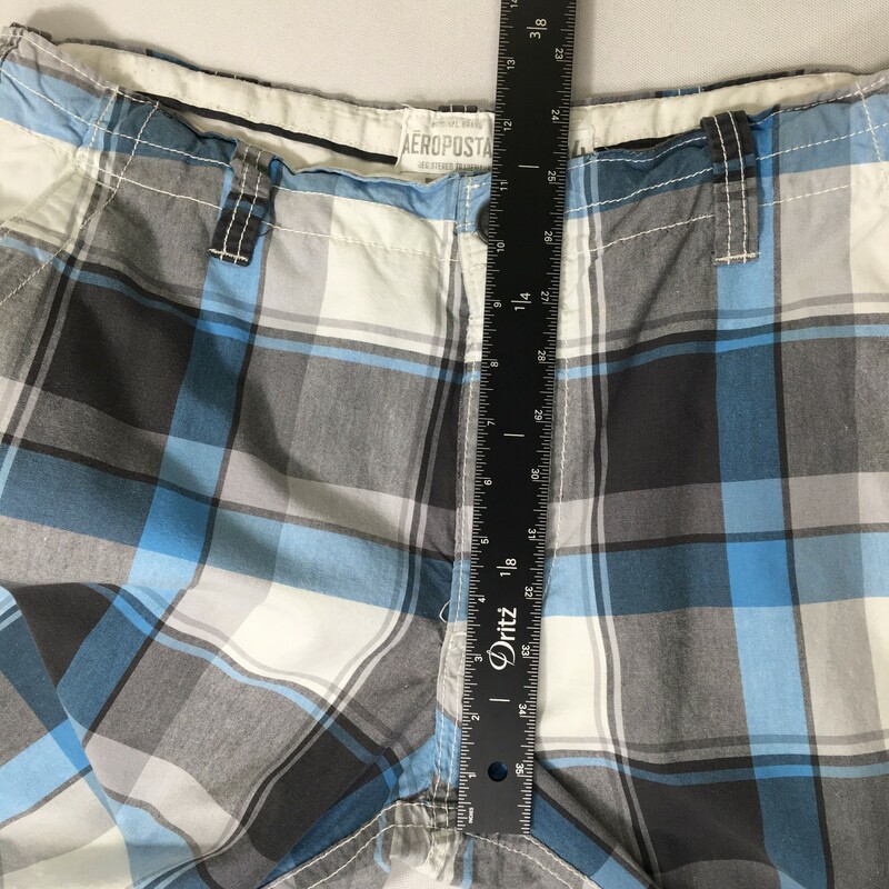 100-790 Aeropostle, Blue Whi, Size: 34 plaid mens shorts 100% cotton  Good