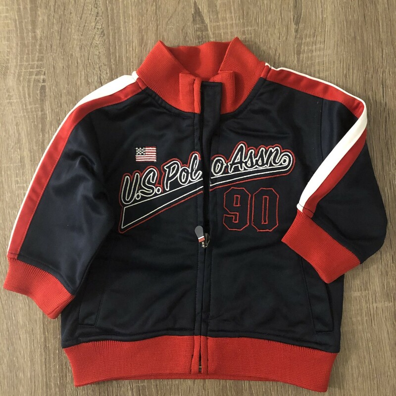 US Polo Jacket, Blk /red, Size: 12M