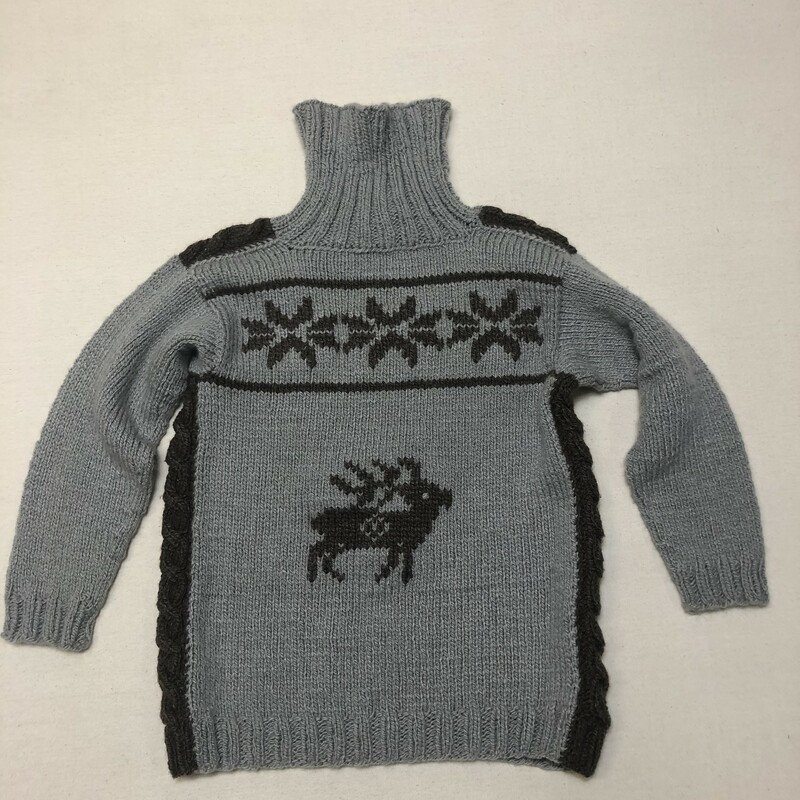 Turtleneck Knit Sweater, Brown/gr, Size: 8Y