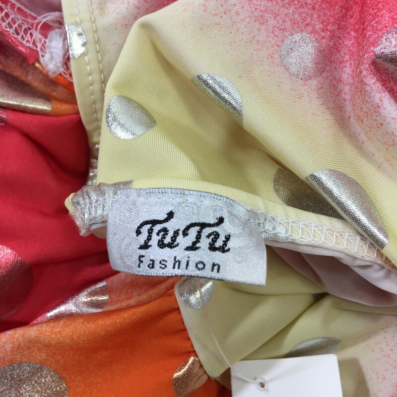 120-285 Tutu Fashion, Multicol, Size: Medium Strapless orange/pink/yelllow shirt w/gold polka dots no tag