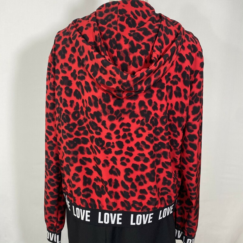 New York & Company Cheeta, Red, Size: Medium soho street cheetah zip up thin jacket with love band around the bottom