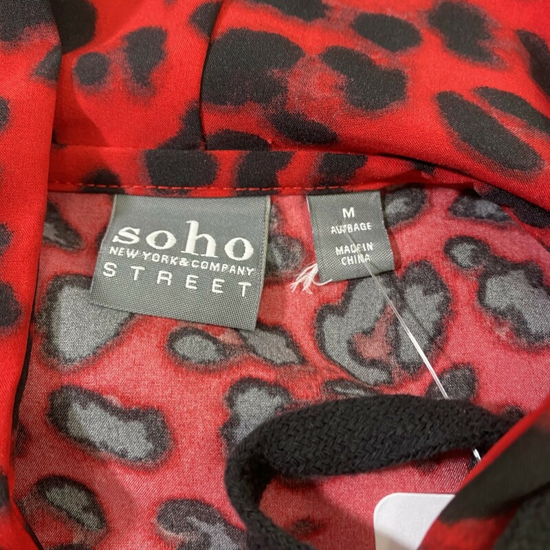 New York & Company Cheeta, Red, Size: Medium soho street cheetah zip up thin jacket with love band around the bottom