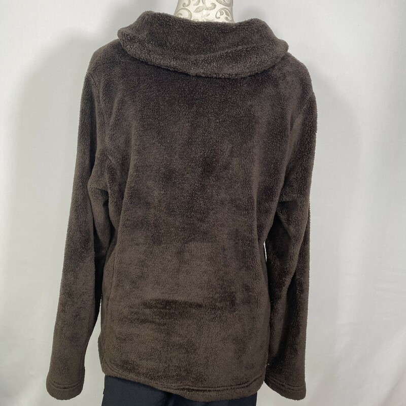 114-073 Lands End, Brown, Size: Large brown fluffy long sleeve 100% polyester