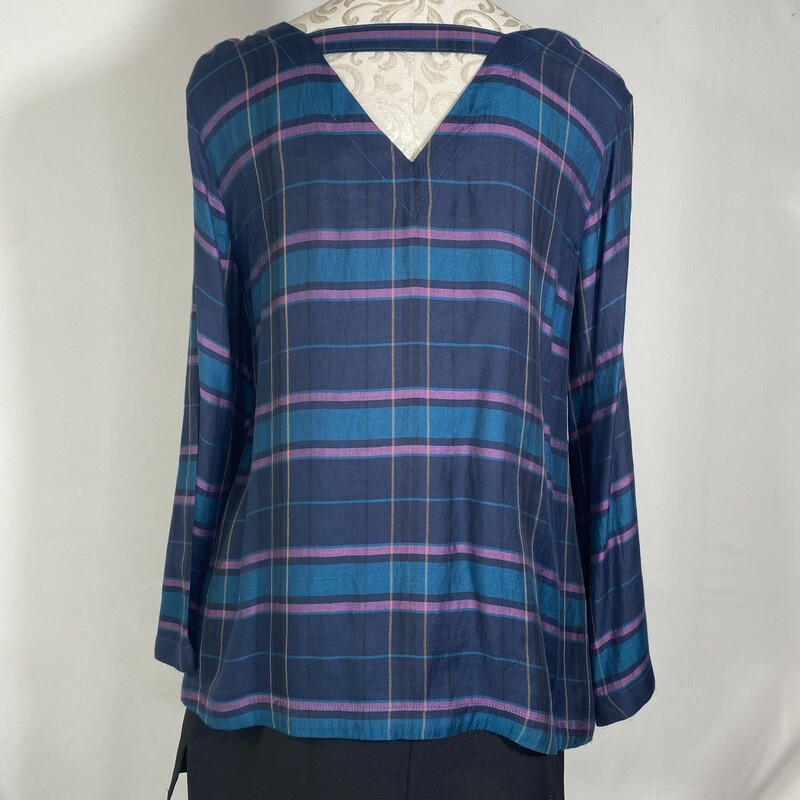 102-020 Loft, Multicol, Size: Medium Long Sleeve Flowy Plaid Shirt