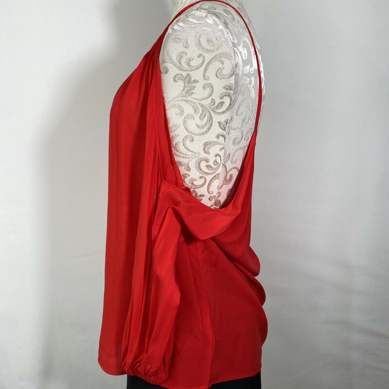 Cold Shoulder Peasant Shirt, Red, Size: Medium