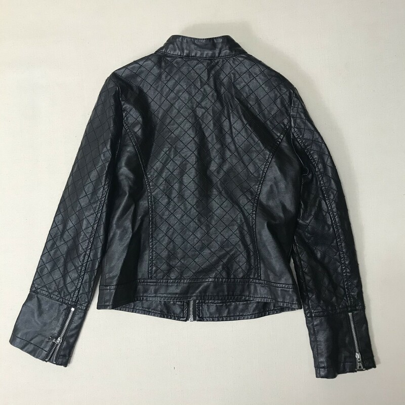 Coffeeshop Leather Jacket, Black, Size: 8-9Y