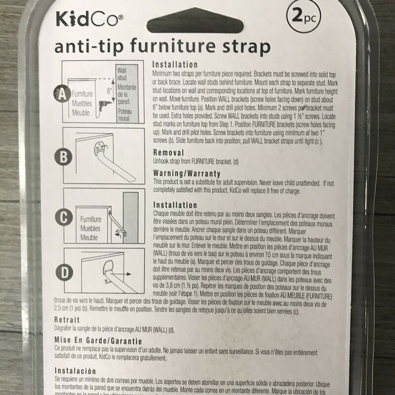 Kidco Anti Tip Furniture, White, Size: New