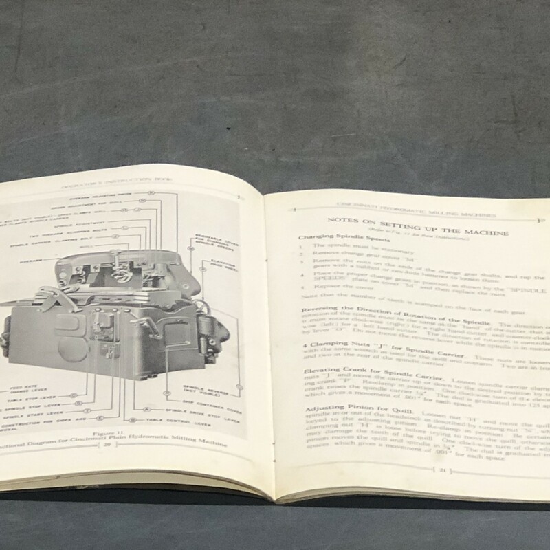 Cincinnati Hydromatic Milling Machines Operator's Instruction Book. Publication No. M-843-1. Supersedes S-450 January, 1943.<br />
<br />
*MADE IN USA*