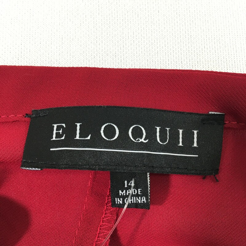 Eloquii Ruffle Long Sleev, Red, Size: 14 100% polyester