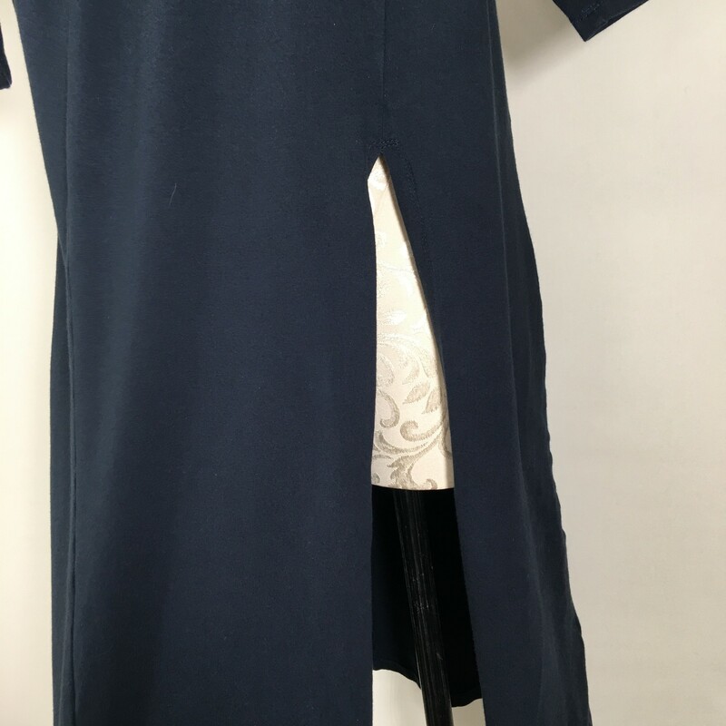 Zapelle Dress With Keyole, Blue, Size: XL short sleeve dress cotton/spandex slit on side