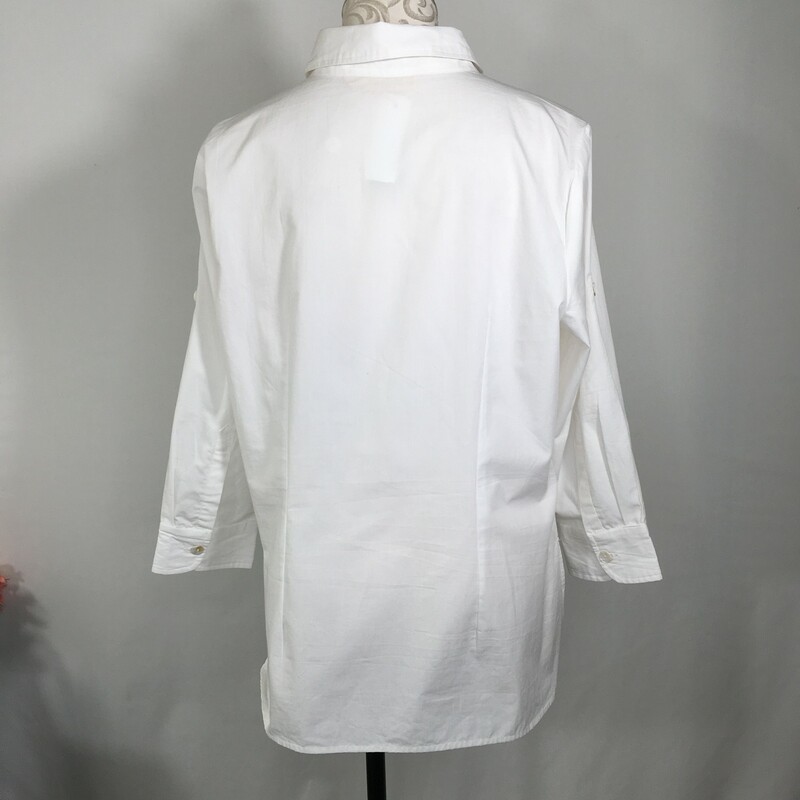 Zapelle Collared Button T, White, Size: XL off center buttons 100% cotton