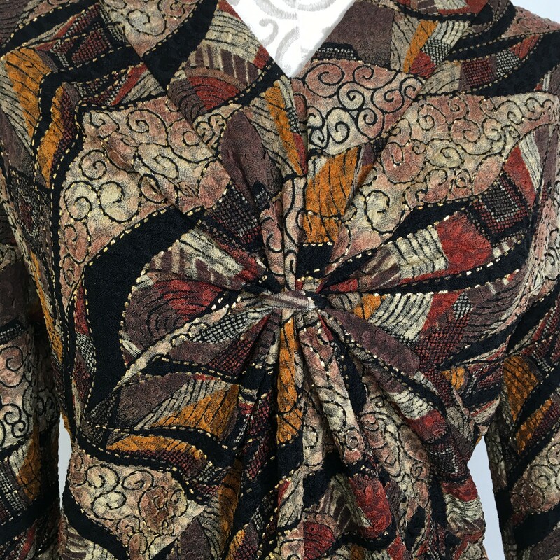 100-140 Laura Ashley, Brown, Size: Medium petite Brown Long Sleeve with Gold Embellishing  Acetate polyesther spandex good condition