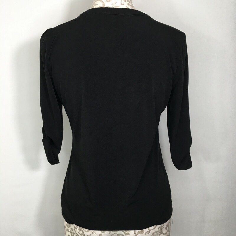 120-208 7th Avenue, Black, Size: Small Black shirt w/pockets and front zipper polyesther/spandex