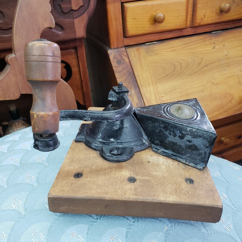 Antique Coffee Mill, Wood & Cast Iron , Size: Wall Mount All Original. Lots of great vintage kitchen items available!