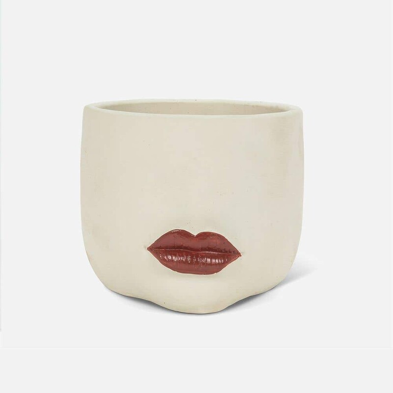 Give your favourite plant an unforgettable accent with this stunning Small Red Lips Planter.

Crafted out of cement, this ivory planter features a luscious pair of three-dimensional, rudy-red pouty lips to highlight your most vibrant flowers or foliage.

5 inch diameter waterproof