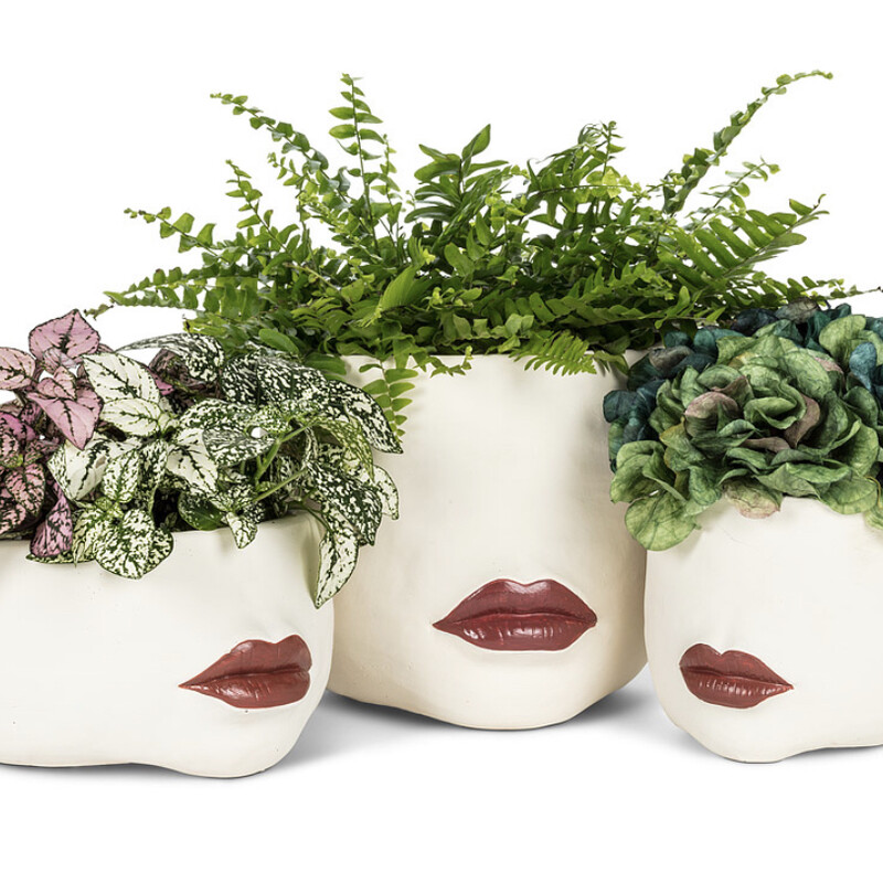 Give your favourite plant an unforgettable accent with this stunning Small Red Lips Planter.<br />
<br />
Crafted out of cement, this ivory planter features a luscious pair of three-dimensional, rudy-red pouty lips to highlight your most vibrant flowers or foliage.<br />
<br />
5 inch diameter waterproof